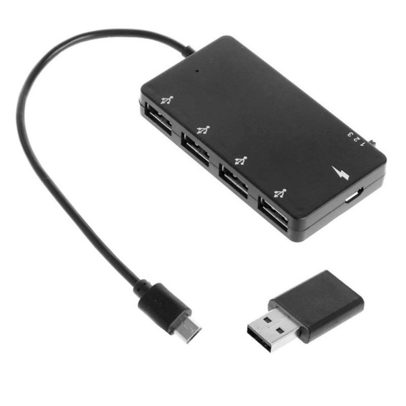 HUB MICRO USB 4 PORTAS USB 2.0 OTG + ADAPTADOR USB